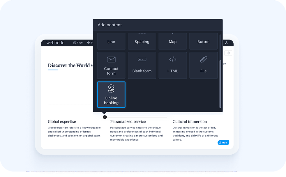 3. Customize & add “Online Booking”